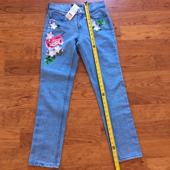 embroidered blue jeans